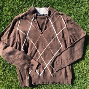 Vintage BROWN plaid quarter zip!